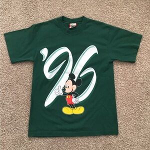 Vintage Disney Single Stitch T-Shirt Mickey Mouse 96 Made In USA Green Size S/M
